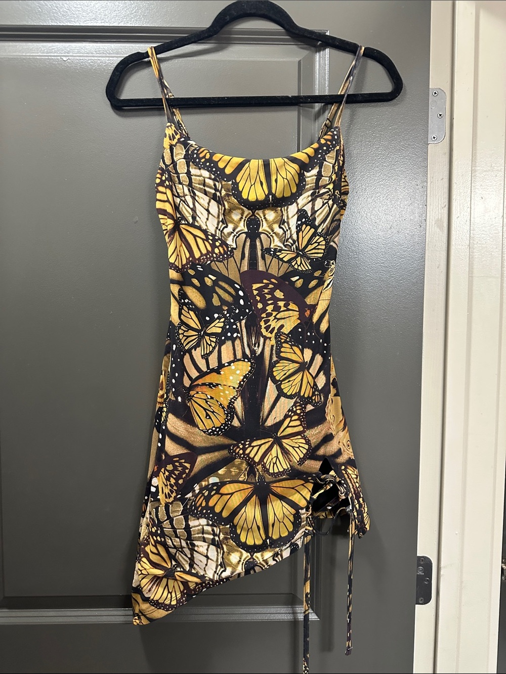 Motel Rocks Yellow Butterfly Print Slip Dress